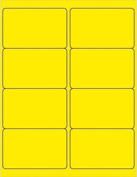 Made in USA - 4" Long, Fluorescent Yellow Paper Laser Label - For Laser Printers - Eagle Tool & Supply