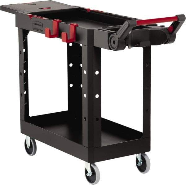 Rubbermaid - 500 Lb Capacity, 17-3/4" Wide x 46-3/16" Long x 36" High Heavy Duty Utility Cart - 2 Shelf, 12 Slot, Structural Foam - Eagle Tool & Supply