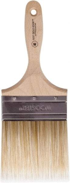 Wooster Brush - 4" Flat Polyester Wall Brush - 3-15/16" Bristle Length, 5-3/8" Wood Beavertail Handle - Eagle Tool & Supply