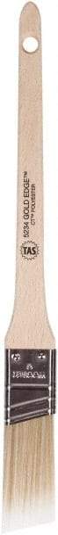 Wooster Brush - 1" Angled Polyester Angular Brush - 2-3/16" Bristle Length, 6" Wood Fluted Handle - Eagle Tool & Supply