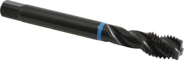 Emuge - M14x2.00 Metric Coarse 3 Flute 6H Modified Bottoming Spiral Flute Tap - Cobalt, Oxide Finish, 110mm OAL, Right Hand Flute, Right Hand Thread, Series Enorm-VA - Eagle Tool & Supply