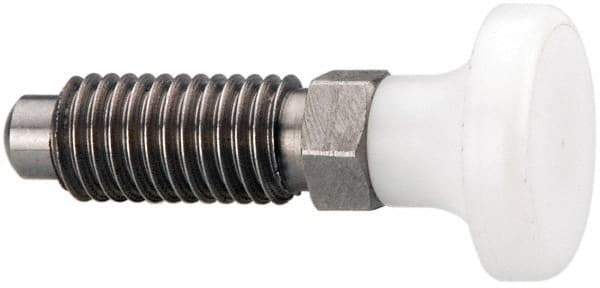 Gibraltar - M12x1.75, 25mm Thread Length, 0.314" Max Plunger Diam, 0.56 Lb Init to 1.8 Lb Final End Force, Knob Handle Plunger - Delrin Knob, 1.2" Body Length, 0.98" Length Under Head/Shoulder, 0.236" Plunger Projection - Eagle Tool & Supply