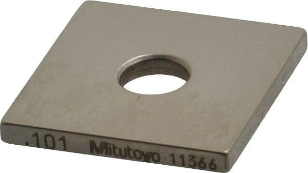 Mitutoyo - 0.101" Square Steel Gage Block - Accuracy Grade 0, Includes Certificate of Inspection - Eagle Tool & Supply