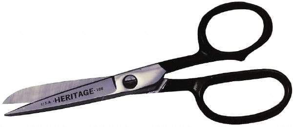 Heritage Cutlery - 5" LOC, 9-1/2" OAL Chrome Plated Standard Shears - Right Hand, Metal Straight Handle, For General Purpose Use - Eagle Tool & Supply