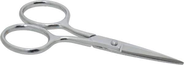 Heritage Cutlery - 1-3/8" LOC, 4" OAL Chrome Plated Double Sharp Point Scissors - Right Hand, Metal Straight Handle, For Sewing - Eagle Tool & Supply