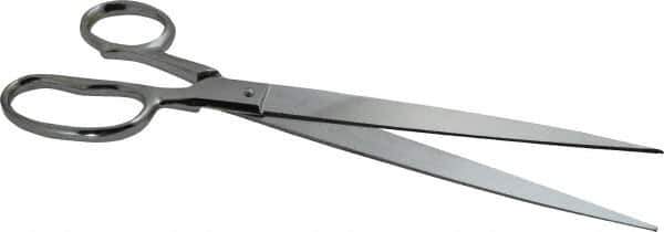 Heritage Cutlery - 7" LOC, 12" OAL Chrome Plated Standard Shears - Right Hand, Metal Straight Handle, For Paper - Eagle Tool & Supply