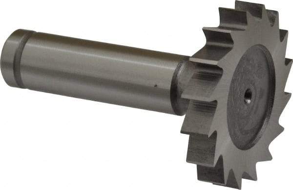 Made in USA - 1-1/2" Diam x 1/4" Face Width, Cobalt, 16 Teeth, Shank Connection Woodruff Keyseat Cutter - Uncoated, 2-1/4" OAL x 1/2" Shank, Straight Teeth, ANSI 812, Old Standard 24 - Eagle Tool & Supply