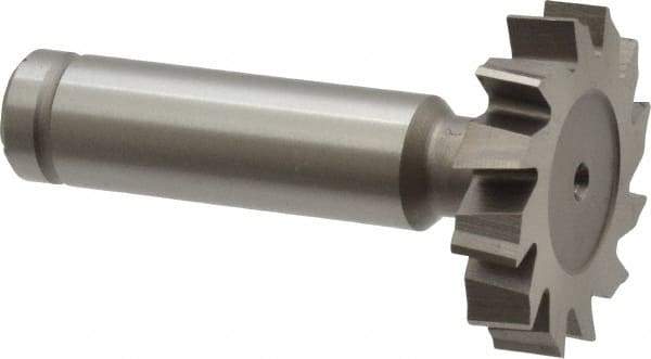 Made in USA - 1-1/4" Diam x 1/4" Face Width, Cobalt, 12 Teeth, Shank Connection Woodruff Keyseat Cutter - Uncoated, 2-1/4" OAL x 1/2" Shank, Staggered Teeth, ANSI 810, Old Standard 21 - Eagle Tool & Supply