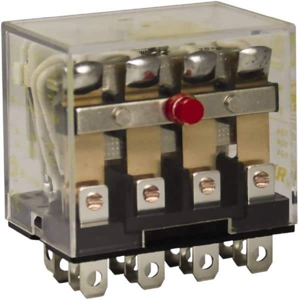 Square D - 1/2 hp at 120 Volt & 3/4 hp at 240 Volt, Electromechanical Plug-in General Purpose Relay - 10 Amp at 250 VAC, 4PDT, 24 VAC at 50/60 Hz - Eagle Tool & Supply