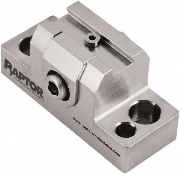 Raptor Workholding - 1-1/4" High x 1" Wide x 2-1/2" Long Dovetail Vise - 3/8" Jaw Opening Capacity, 1/8" High x 1-1/4" Wide Jaw, For 4 & 5 Axis Workholding Systems - Eagle Tool & Supply