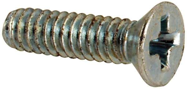 Value Collection - #3-48 UNC, 3/8" OAL Phillips Drive Machine Screw - Flat Head, Grade J82 Steel, Zinc-Plated Finish, Without Washer - Eagle Tool & Supply