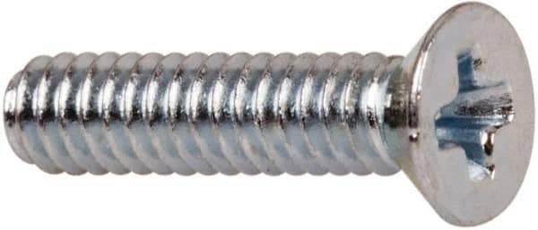 Value Collection - #3-48 UNC, 7/16" OAL Phillips Drive Machine Screw - Flat Head, Grade J82 Steel, Zinc-Plated Finish, Without Washer - Eagle Tool & Supply