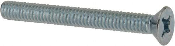Value Collection - #12-24 UNC, 2" OAL Phillips Drive Machine Screw - Flat Head, Grade J82 Steel, Zinc-Plated Finish, Without Washer - Eagle Tool & Supply