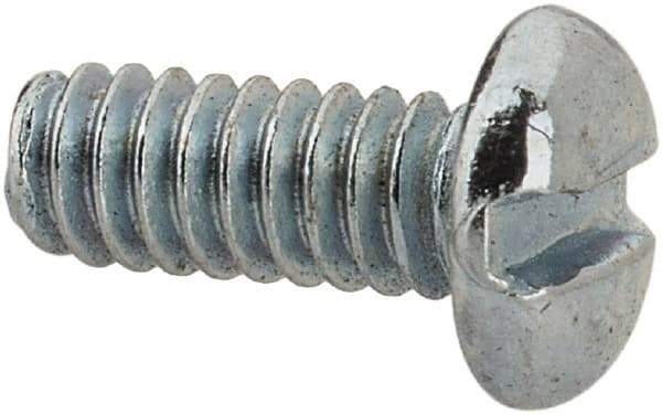 Value Collection - #3-48 UNC, 1/4" Length Under Head Slotted Drive Machine Screw - Pan Head, Grade J82 Steel, Zinc-Plated Finish, Without Washer - Eagle Tool & Supply