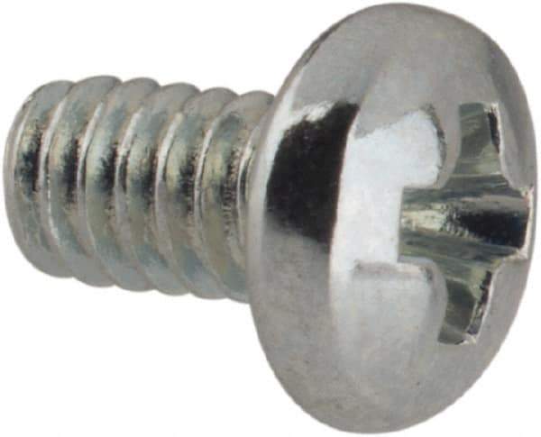 Value Collection - #3-48 UNC, 3/16" Length Under Head Phillips Drive Machine Screw - Pan Head, Grade J82 Steel, Zinc-Plated Finish, Without Washer - Eagle Tool & Supply