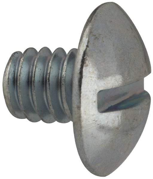 Value Collection - 1/4-20 UNC, 5/16" Length Under Head Slotted Drive Machine Screw - Truss Head, Grade J82 Steel, Zinc-Plated Finish, Without Washer - Eagle Tool & Supply