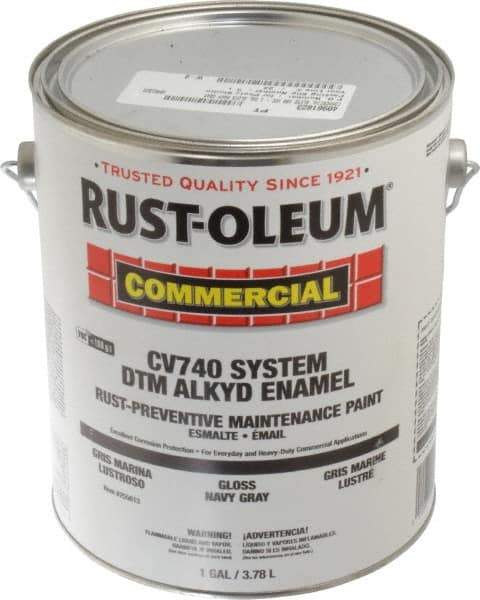 Rust-Oleum - 1 Gal Navy Gray Gloss Finish Alkyd Enamel Paint - 278 to 509 Sq Ft per Gal, Interior/Exterior, Direct to Metal, <100 gL VOC Compliance - Eagle Tool & Supply
