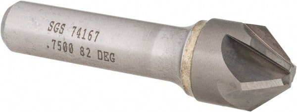 SGS - 3/4" Head Diam, 1/2" Shank Diam, 6 Flute 82° Solid Carbide Countersink - Eagle Tool & Supply