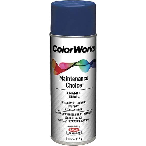 Krylon - Navy Blue, Enamel Spray Paint - 15 to 18 Sq Ft per Can, 16 oz Container, Use on General Industrial Maintenance & Touch-up Work - Eagle Tool & Supply