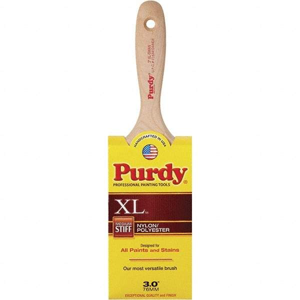 Purdy - 3" Flat Synthetic General Purpose Paint Brush - 3-7/16" Bristle Length, 6" Wood Beavertail Handle - Eagle Tool & Supply