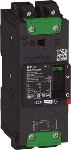 Square D - 45 Amp, 600Y/347 VAC, 2 Pole, Unit Mount B-Frame Circuit Breaker - Thermal-Magnetic Trip, 25 kA at 240 VAC, 18 kA at 277 VAC, 14 kA at 600Y/347 VAC Breaking Capacity, 14-3/0 AWG - Eagle Tool & Supply
