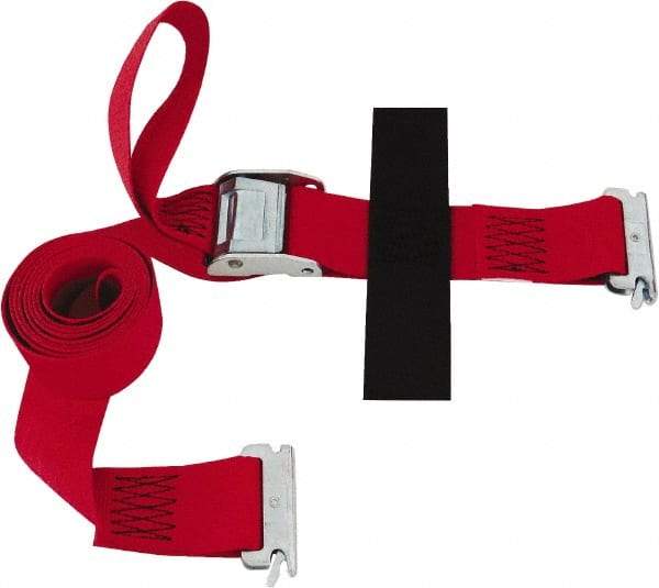 Snap-Loc - 8' Long x 2" Wide, 3,000 Lb Basket Capacity, Polyester & Steel Web Sling - 2" Diam Chain, Red, with Cambuckle Tie Down - Eagle Tool & Supply
