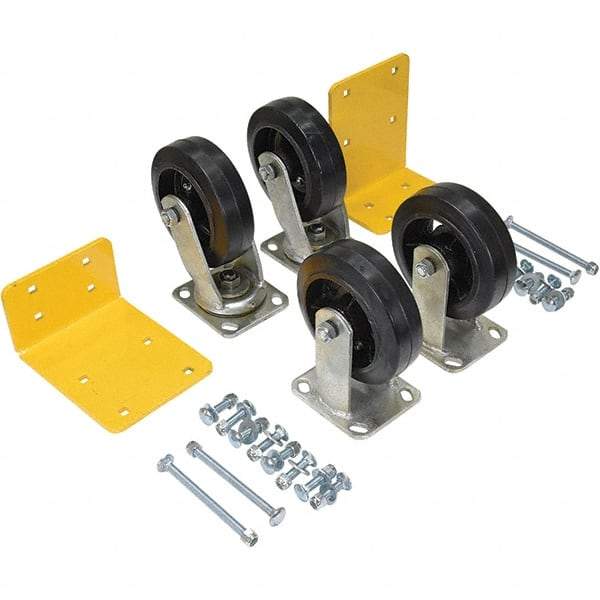 Vestil - 6" Diam x 2" Wide, Mold on Rubber (2) Rigid (2) Swivel Caster - 2,400 Lb Capacity, Top Plate Mount, 4" x 4-1/2" Plate - Eagle Tool & Supply