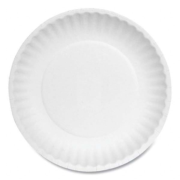 AJM Packaging Corporation - Paper Plates, 6" Diam, White, Bulk Pack, 1000/Carton - Eagle Tool & Supply