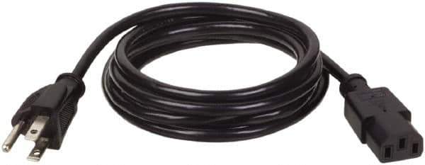 Tripp-Lite - 10', 18/3 Gauge/Conductors, Black Indoor Replacement Cord - 0 Receptacles, 10 Amps, 120 VAC, UL SJT, NEMA 5-15P - Eagle Tool & Supply