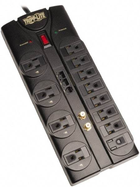 Tripp-Lite - 12 Outlets, 120 VAC15 Amps, 8' Cord, Power Outlet Strip - Floor, Keyhole Mount, 5-15 NEMA Configuration, 12.04" Strip - Eagle Tool & Supply