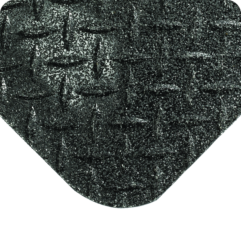 Diamond Plate with GritWorks Floor Mat - 2' x 3' x 9/16" Thick - (Black Diamond Plate Sponge Cote Coating) - Eagle Tool & Supply