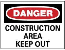 NMC - "Danger - Construction Area - Keep Out", 20" Long x 28" Wide, Aluminum Safety Sign - Rectangle, 0.04" Thick, Use for Security & Admittance - Eagle Tool & Supply