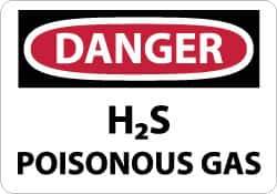 NMC - "Danger - H2s - Poisonous Gas", 10" Long x 14" Wide, Aluminum Safety Sign - Rectangle, 0.04" Thick, Use for Hazardous Materials - Eagle Tool & Supply