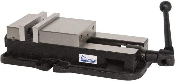 Gibraltar - 6" Jaw Width, 7-1/2" Jaw Opening Capacity, Horizontal Stationary Machine Vise - Manual Operation, 1 Station, 18-1/2" Long x 4-5/8" High x 1-19/32" Deep, 1-19/32" Jaw Height, Ductile Iron - Eagle Tool & Supply