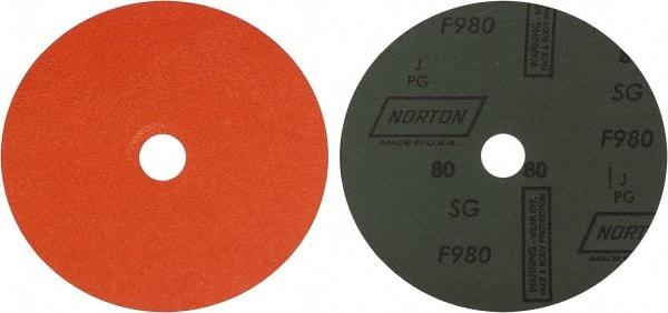 Norton - 7" Diam 7/8" Hole 80 Grit Fiber Disc - Ceramic, Series R980P - Eagle Tool & Supply