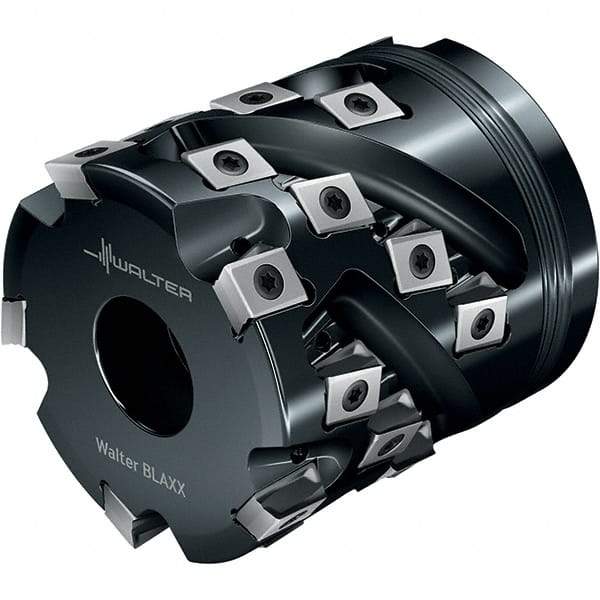 Walter - 9 Inserts, 50mm Cut Diam, 22mm Arbor Diam, 45mm Max Depth of Cut, Indexable Square-Shoulder Face Mill - 65mm High, LN.. 1306.. Insert Compatibility, Through Coolant, Series Blaxx - Eagle Tool & Supply