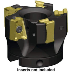 Kennametal - 6 Inserts, 100mm Cut Diam, 32mm Arbor Diam, 15.5mm Max Depth of Cut, Indexable Square-Shoulder Face Mill - 0° Lead Angle, 50mm High, LNGU15T608SRGE Insert Compatibility, Through Coolant, Series MILL 4-15 - Eagle Tool & Supply