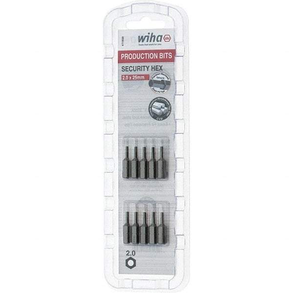 Wiha - 2mm Hex Screwdriver Bit - 1/4" Drive, 1" OAL - Eagle Tool & Supply