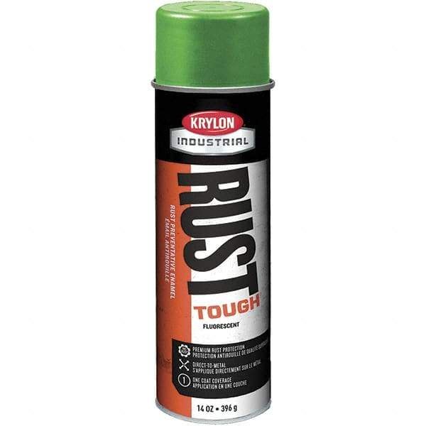Krylon - Green, 15 oz Net Fill, Fluorescent, Acrylic Enamel Spray Paint - 15 to 20 Sq Ft per Can, 20 oz Container - Eagle Tool & Supply