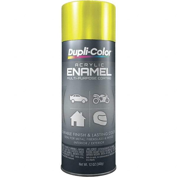 Dupli-Color - Chrome Yellow, Metallic, Acrylic Enamel Spray Paint - 12 to 14 Sq Ft per Can, 12 oz Container - Eagle Tool & Supply