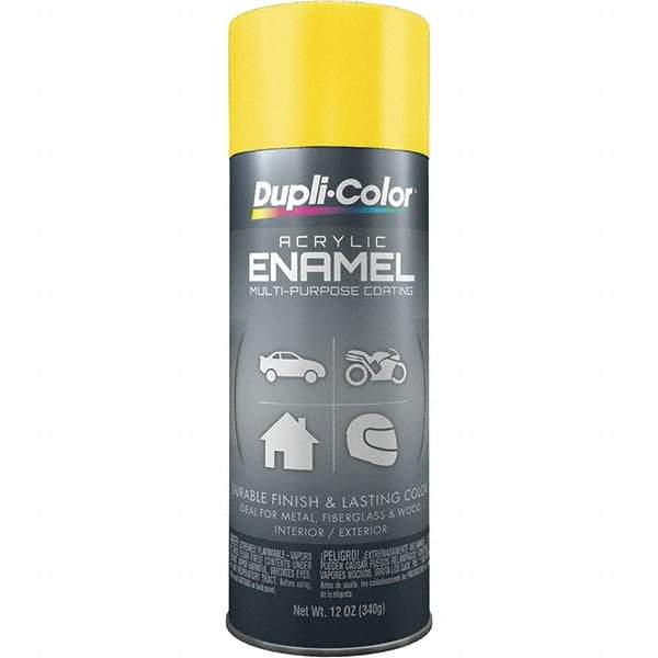 Dupli-Color - School Bus Yellow, Gloss, Acrylic Enamel Spray Paint - 12 to 14 Sq Ft per Can, 12 oz Container - Eagle Tool & Supply
