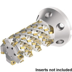 Kennametal - 52 Inserts, 50mm Cut Diam, 4-5/8" Arbor Diam, 100mm Max Depth of Cut, Indexable Square-Shoulder Face Mill - 90° Lead Angle, 7" High, SNHJ1004.. Insert Compatibility, Through Coolant, Series HARVI Ultra 8X - Eagle Tool & Supply