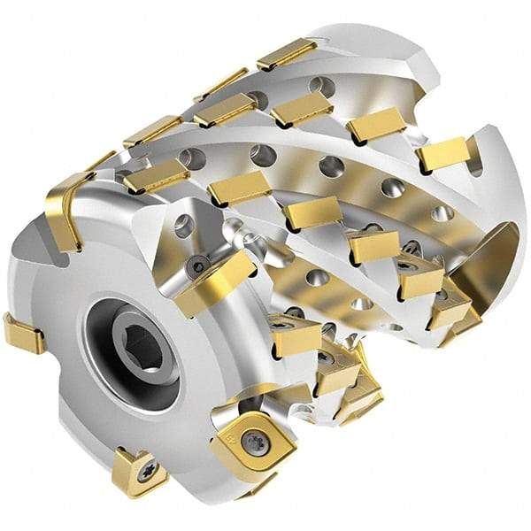 Kennametal - 28 Inserts, 2" Cut Diam, 3/4" Arbor Diam, 2.1415" Max Depth of Cut, Indexable Square-Shoulder Face Mill - 0° Lead Angle, 2-1/2" High, SNHJ1004.. Insert Compatibility, Through Coolant, Series HARVI Ultra 8X - Eagle Tool & Supply