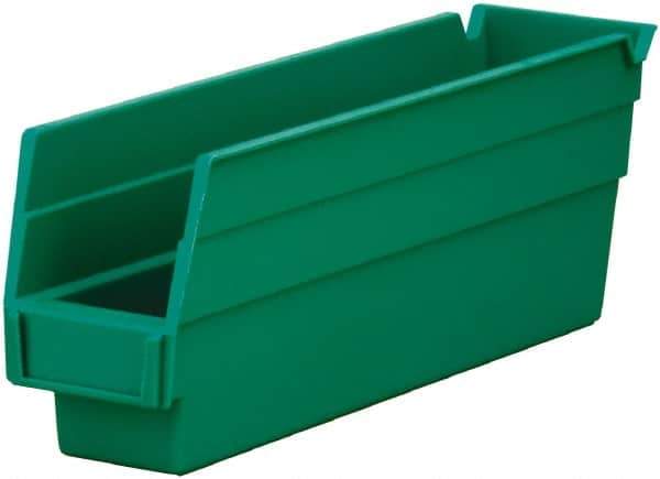 Akro-Mils - 54 Lb. Load Capacity, 11-5/8" Deep, Green Hopper Shelf Bin - 4" High x 2-3/4" Wide x 11-5/8" Long - Eagle Tool & Supply