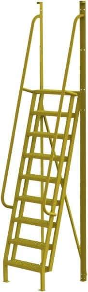 TRI-ARC - 132" 9 Step Configurable Crossover Ladder - 75° Incline, 1,000 Lb Capacity, 90" Platform Height, 30" Base Width x 33" Base Depth, Serrated - Eagle Tool & Supply