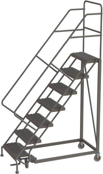 TRI-ARC - 106" 7 Step Configurable Rolling Ladder - 56° Incline, 450 Lb Capacity, 70" Platform Height, 35" Base Width x 56" Base Depth, Serrated - Eagle Tool & Supply