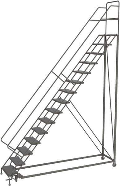 TRI-ARC - 186" 15 Step Configurable Rolling Ladder - 50° Incline, 450 Lb Capacity, 150" Platform Height, 39" Base Width x 111" Base Depth, Perforated Tread - Eagle Tool & Supply