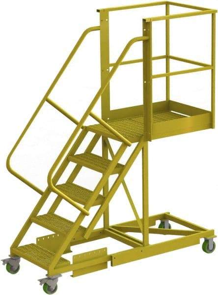 TRI-ARC - 92" 5 Step Configurable Cantilever Ladder - Supported, 300 Lb Capacity, 50" Platform Height, 30" Base Width x 74" Base Depth, Perforated Tread - Eagle Tool & Supply