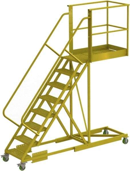 TRI-ARC - 122" 8 Step Configurable Cantilever Ladder - Supported, 300 Lb Capacity, 80" Platform Height, 30" Base Width x 109" Base Depth, Serrated - Eagle Tool & Supply
