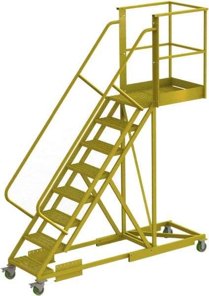 TRI-ARC - 122" 8 Step Configurable Cantilever Ladder - Supported, 300 Lb Capacity, 80" Platform Height, 30" Base Width x 99" Base Depth, Serrated - Eagle Tool & Supply